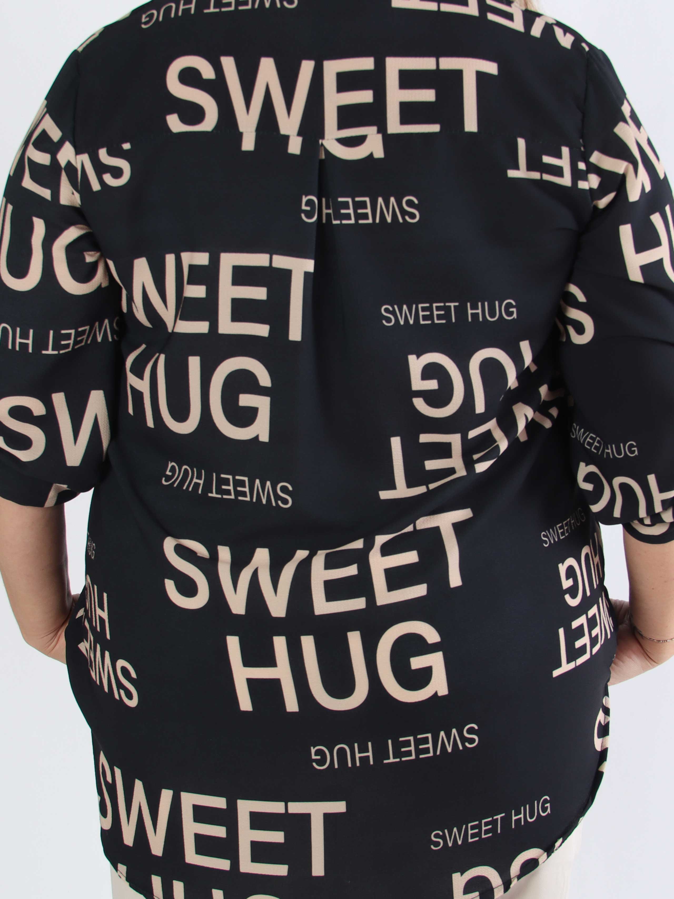 Vanesa Graphic - Söt tunika i viskos i plusstorlek med text